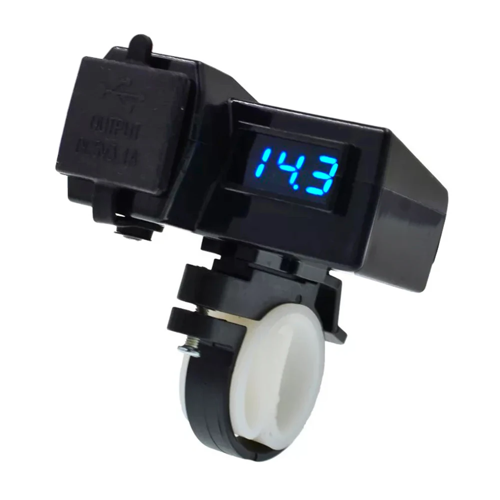 12-24V многофункциональный двойной USB зарядное устройство для мотоцикла Socketed Адаптер Цифровой вольтметр горячий Бутик - Цвет: Синий