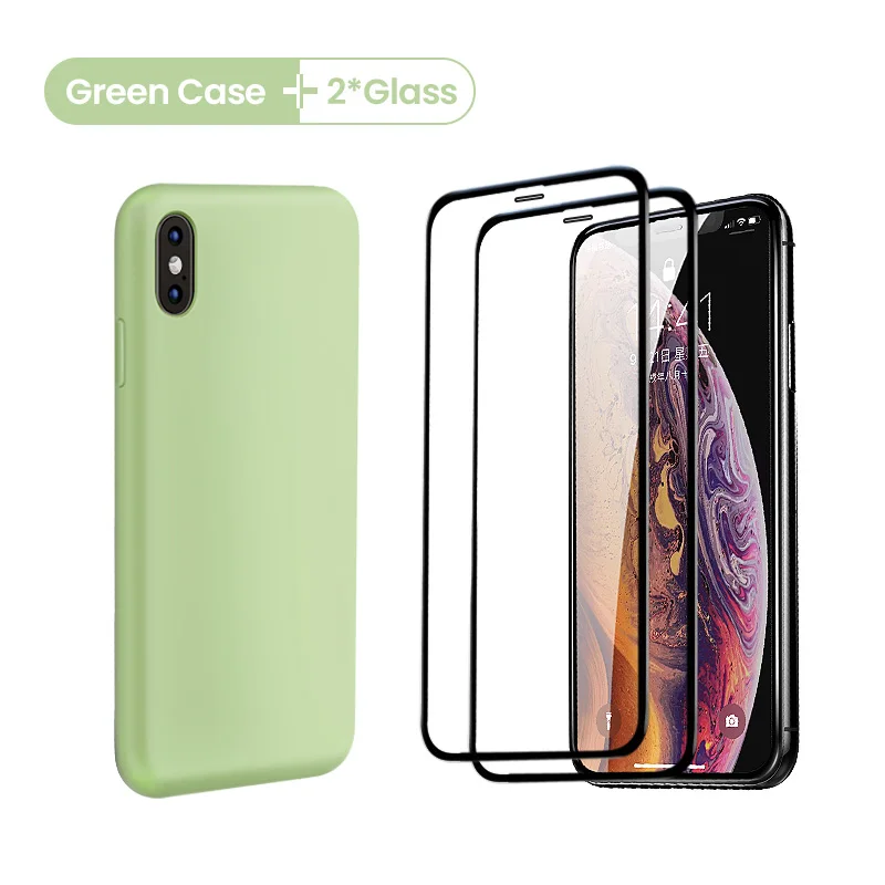 Ugreen чехол для iPhone X XS XR чехол Черный Синий Силиконовый красный для Apple 1:1 iPhone X XS чехол - Цвет: Green- 2 Glasses