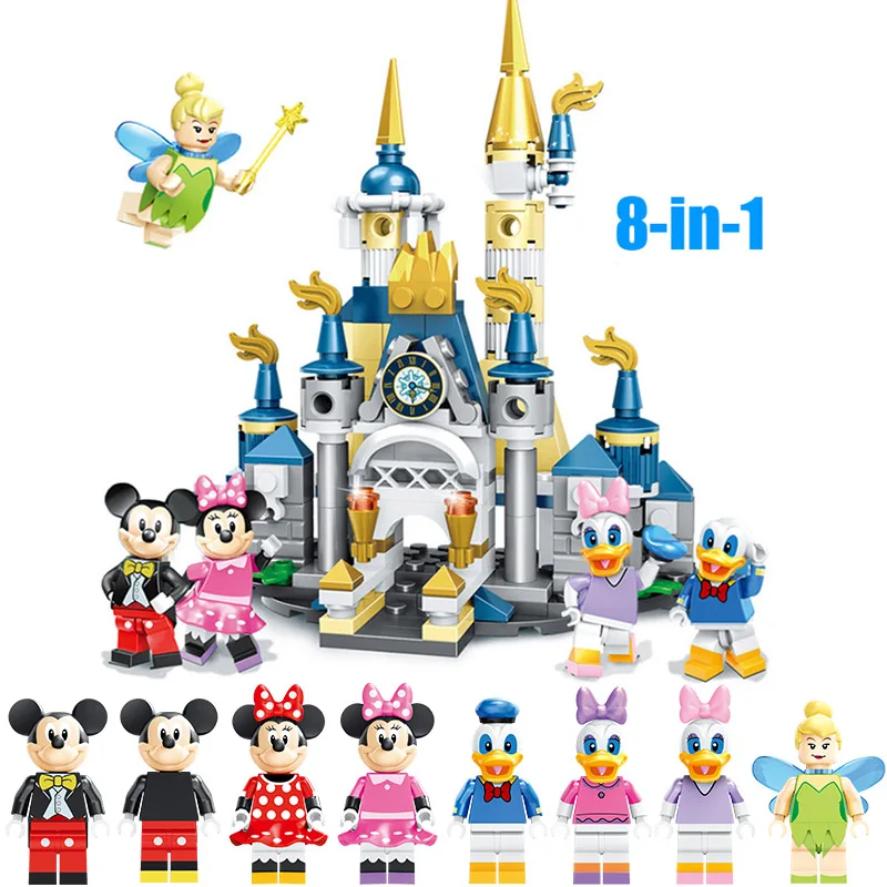 Dream Castle Play Set Mickey Minnie Mice Donald Duck Daisy Mini Toy Figure for kid Building Block Brick Compatible with Lepining