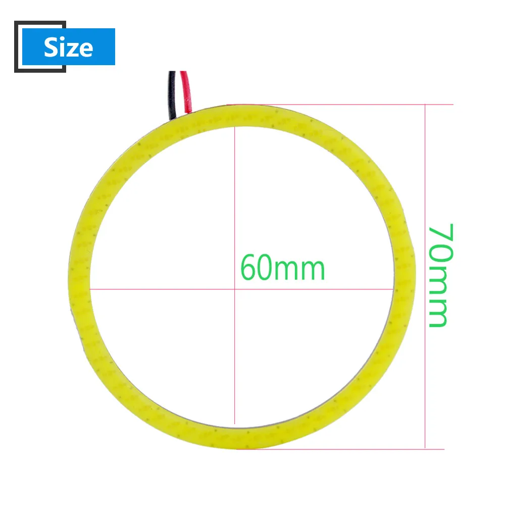 70 мм 12 В COB 60 SMD СВЕТОДИОДНЫЙ Автомобильный галогенные кольца, дневные ходовые огни, водонепроницаемый светодиодный автомобильный фонарь с ангельскими глазами для универсальной машины, красный, 2X