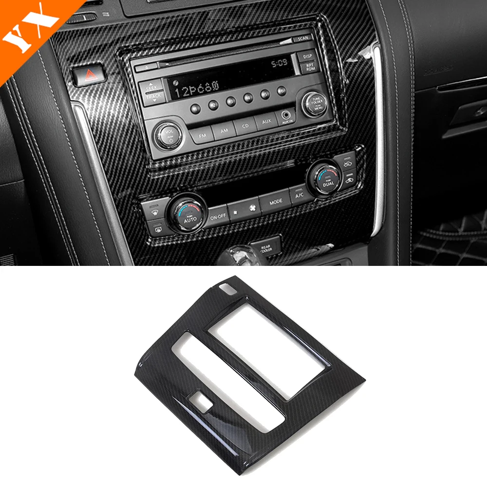 

ABS Matte/Carbon Fibre For NIssan Patrol Armada Y62 2017 2018 auto Accessories styling Car navigation panel Cover Trim 1pcs