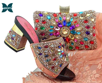 

New Women Italian design Shoes with Matching Bag Set 2019 for Party Wedding Shoes and Bag Set In Heels Shoes and Bag Sets