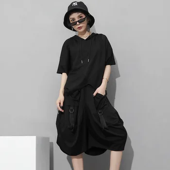

WOMENGAGA Europe 2020 Summer New Elastic Waist Solid Wide-leg Pants Hip-hop Personality Five-point Pants Large Size Women's B119