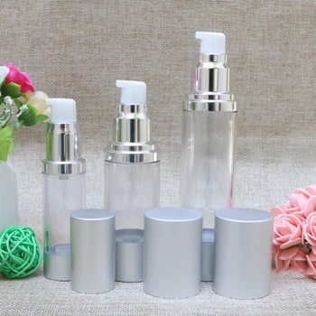 

Gold silver Plastic Cosmetic Bottles Refillable Bottles Emulsion Spray 15ml 30ML 50Ml Transparent Airless Pump Vacuum Containers