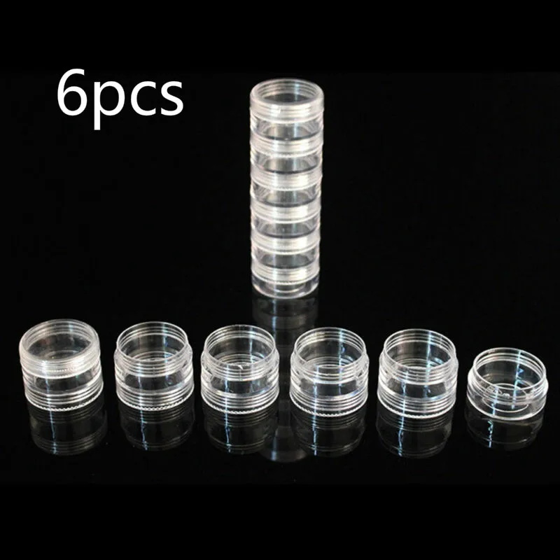 

1set of six-layer one-piece eyeshadow box, cosmetic cream plastic container, nail makeup beads, round refillable bottle