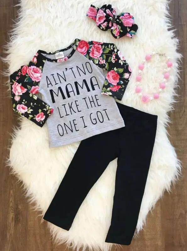 Детская одежда с длинным рукавом для маленьких девочек футболка + штаны леггинсы