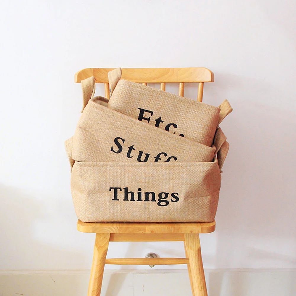 

Desktop Storage Box Cute Printing Waterproof Organizer Cotton Linen Sundries Storage Basket Cabinet Underwear Storage Bag