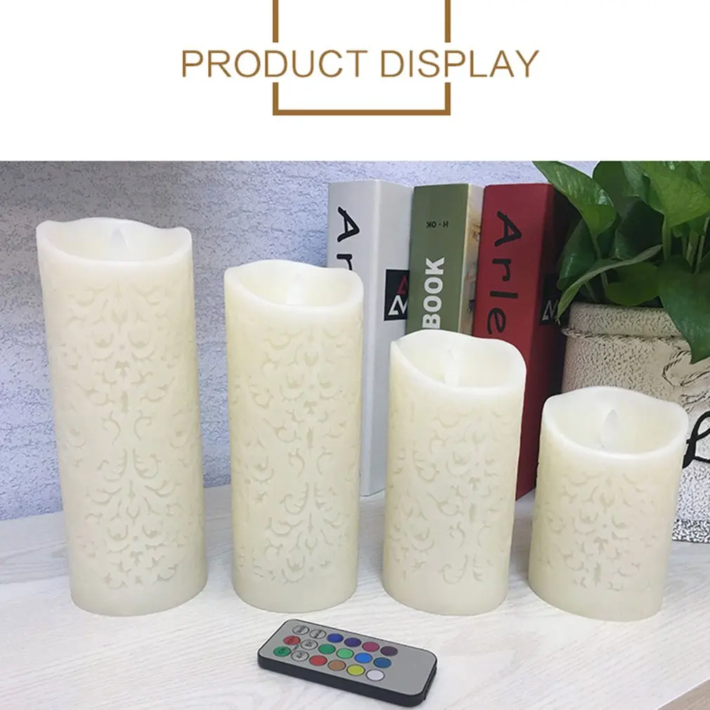 

Hollow Pattern Light 18 Key Remote Control Candle Light Colorful Led Electronic Timing Smokeless Candle Light