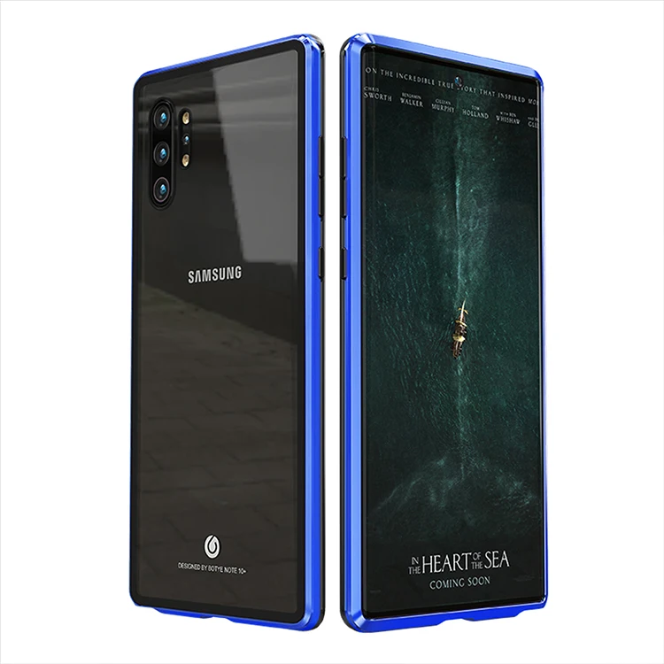 Металлический магнитный чехол для samsung Galaxy Note 10 Plus, чехол для телефона, армированный магнит с задней стеклянной защитой, чехол для Galaxy Note 10