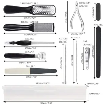 

Professional 15PCS Stainless Steel Foot File Pedicure Kit Deadskin Callus Remover for Men Women