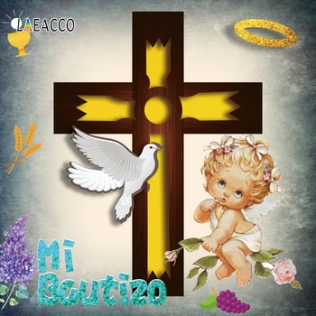 

Laeacco Baby Baptism Photography Backgrounds Aura Angel Christ Portrait Photocall Vinyl Photographic Backdrops for Photo Studio
