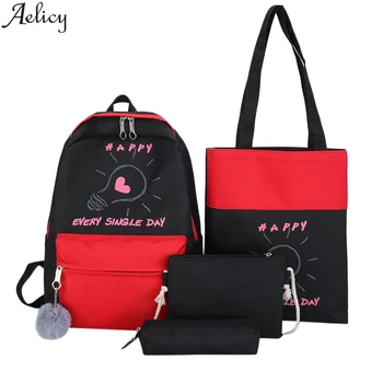 

Aelicy Classic Women's Light Bulb Print Backpack Large Capacity Zip Pocket Backpack Women Canvas Shoulder Bag Pencil Case