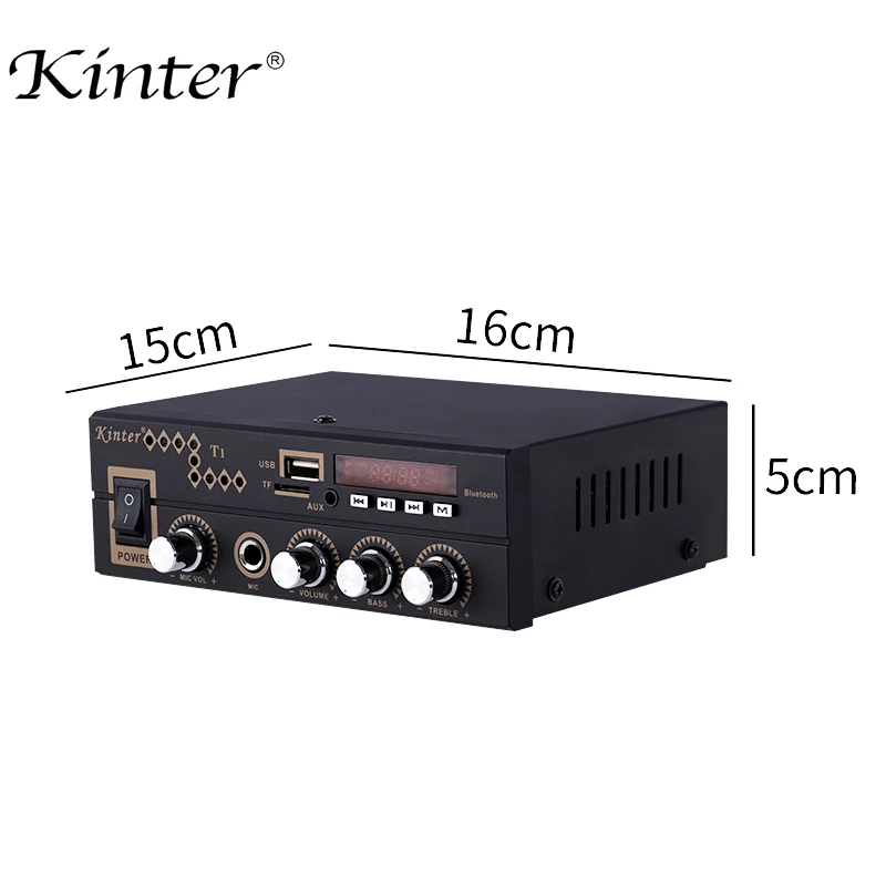 Kinter T1 для bluetooth 2.0CH домашний усилитель аудио с микрофоном/USB/TF/FM/AUX воспроизведение стерео звук управление громкостью низких частот