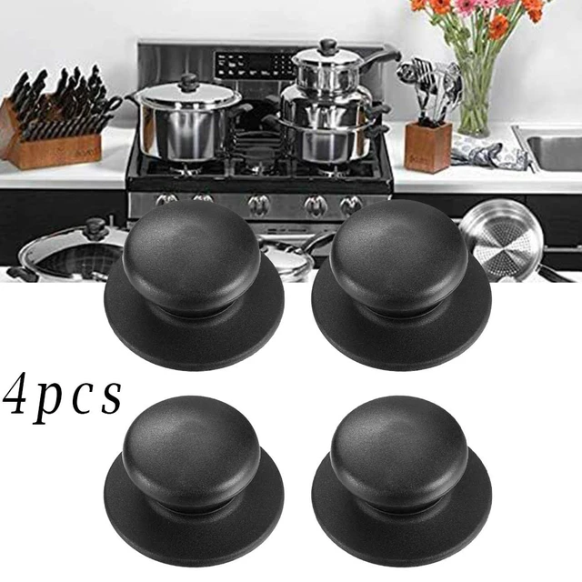 4 Pièces Boutons de Couvercle de Casserole- Noir, Boutons de