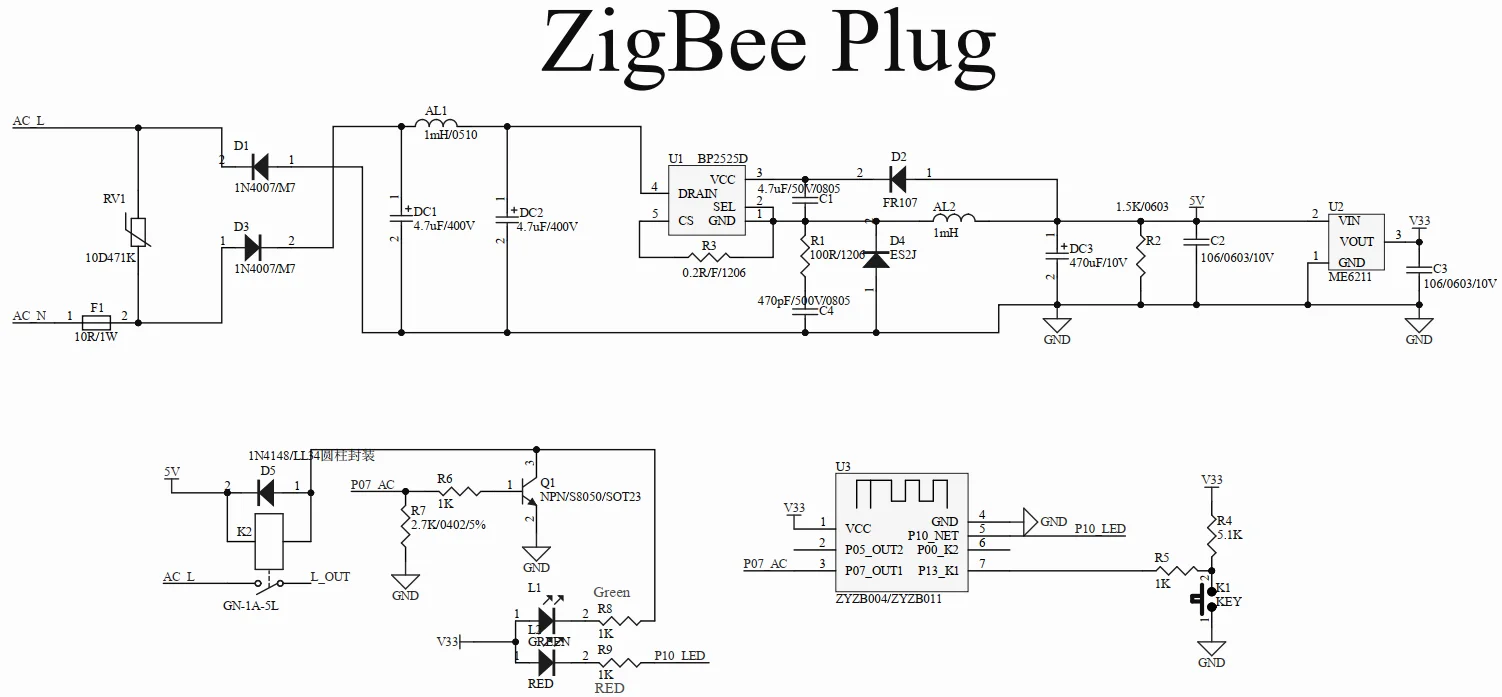 Telink TLSR8258 ZigBee 3.0 Switch plug module ,Work with Echo Plus, SmartThings Hub,Tuya, eWeLink, Hue, zigbee2mqtt,ZHA,ZYZB011