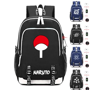 

Electronic Anime Naruto USB Headphone Jack Boys Girls School bag Women Bagpack Teenagers Canvas Men Backpack Packsack