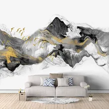 Пользовательские Настенные обои 3D китайский стиль абстрактные золотые чернила пейзаж настенная живопись Гостиная ТВ диван фон обои