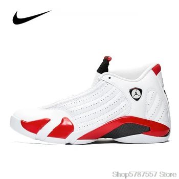 

Jordan Shoes Men Original Nike Air Jordan 14 Candy Cane Men's Basketball Shoes HighTop Basketball Unisex Jordan Women 487471-100
