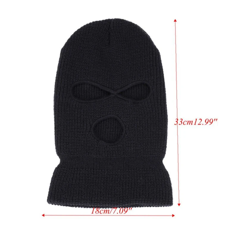 3 Hole Ski Mask Balaclava Black Knit Hat Face Shield Beanie Cap Snow Winter Warm Bike Motorcycle Helmet Ski Mask Neck Warmer