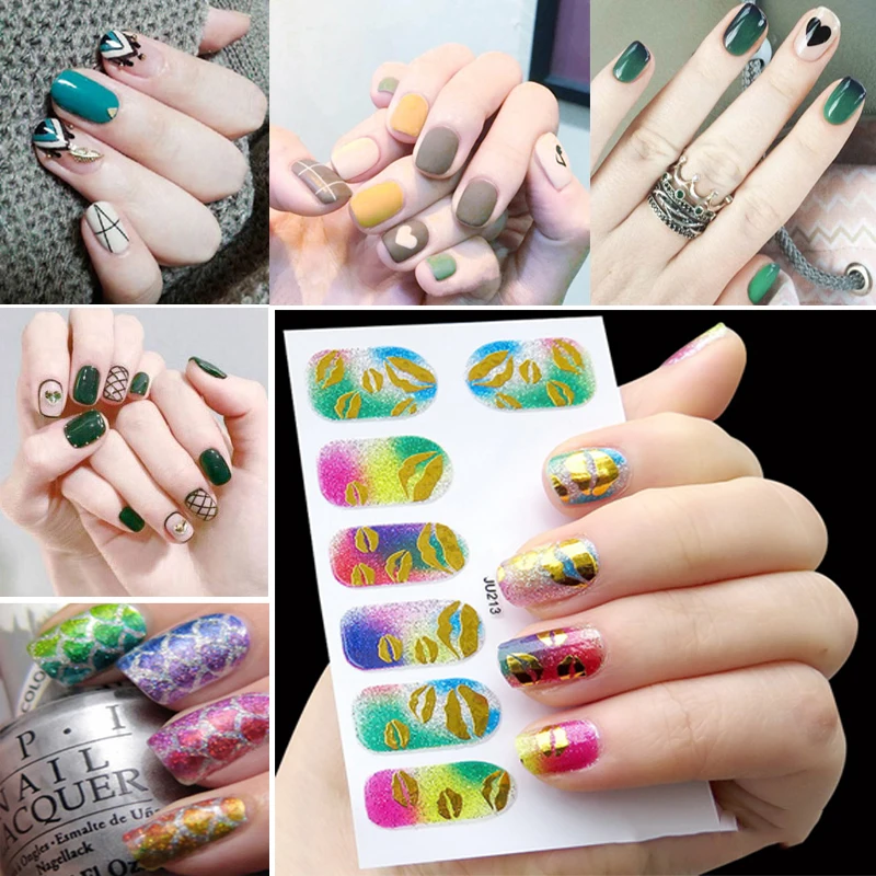 5 шт./компл. украшения для ногтей Nail Art Стикеры комплект смешанный дизайн с блестками с изображениями цветов и животных, переводка, украшение для ногтей, инструмент для маникюра