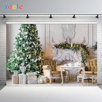 

Yeele Merry Christmas Photo Background Photophone Gift Tree Sofa Fireplace Photography Backdrops for Decoration Customized Size