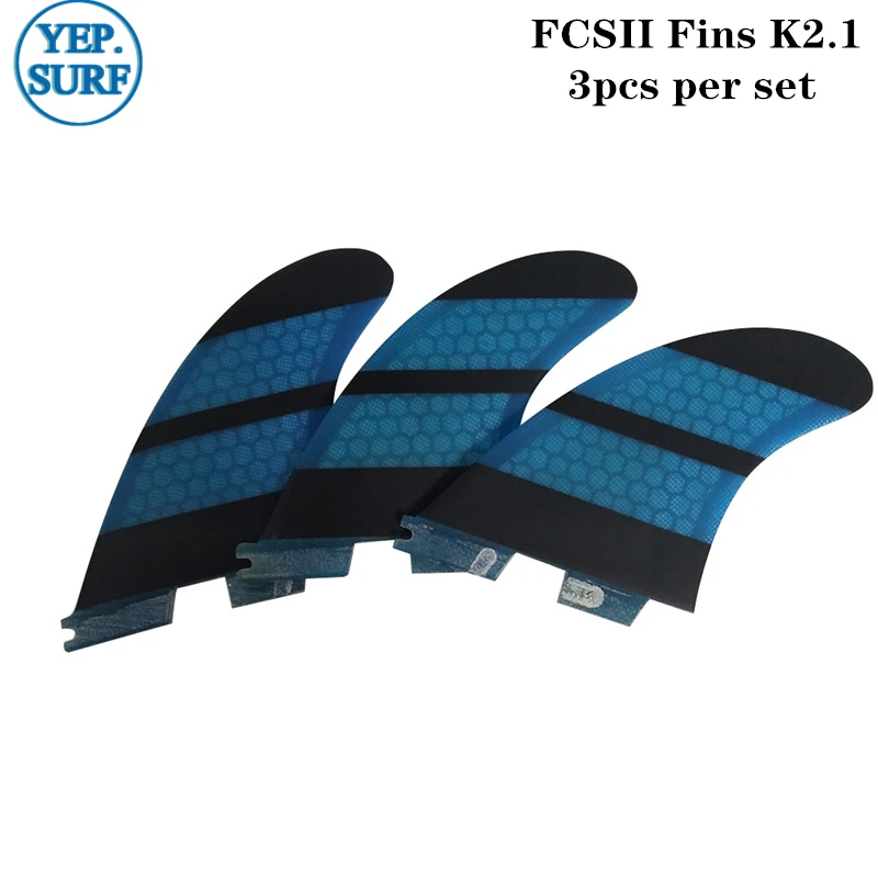 Плавники для серфинга FCS2 G3/G5/K2.1 плавники для серфинга три плавника/три-четыре плавника набор синих сотовых плавников - Цвет: 3pcs K2.1