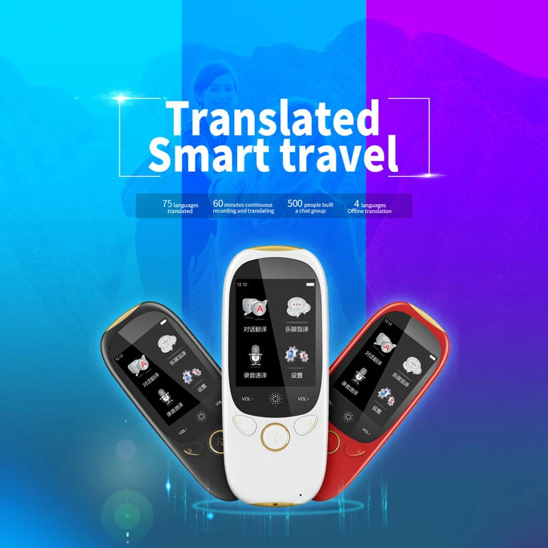 Портативный автономный двухсторонний голосовой переводчик, 75 нескольких языков K1 умный переводчик мгновенный в реальном времени Английский Испанский Русский