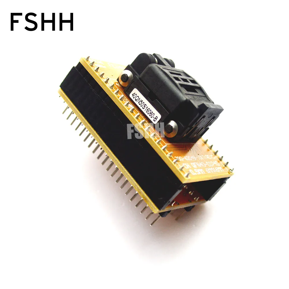 Clam-Shell Socket QFN40 Adapter WSON40 DFN40 MLF40 QFN40-DIP40 Programming Adapter Size=6x6mm Pitch=0.5mm Clam-Shell Socket QFN40 Adapter WSON40 DFN40 MLF40 QFN40-DIP40 Programming Adapter Size=6x6mm Pitch=0.5mm