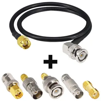 

SMA Male to BNC Male RA Low Loss Cable 20inches with 5pcs RF Coax Adapter Kit SMA to BNC Cable SMA BNC Adapter Cable Kit