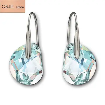 

High Quality SWA Blue Light White Crystal Fashion Jewelry with Perforated Earrings and Female Ear Nails 2