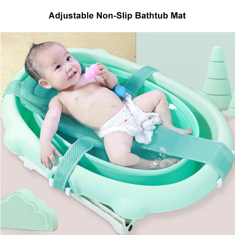 

Newborn Baby Bathtub Adjustable Non-Slip Bathtub Mat Safety Bath Support Cushion Mesh Bath Seat Shower Accessory For 0-18 Month