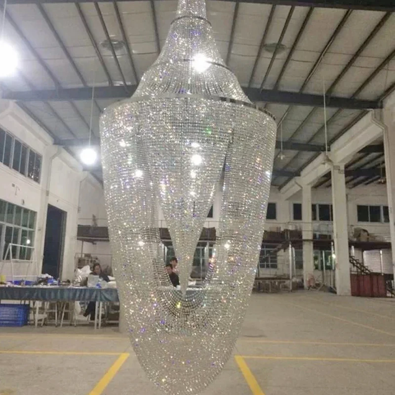 Luxury Beauty Salon Hotel Lighting Villa Large Chandelier Engineering Crystal Light Duplex Stair Light Long Chandelier Hall