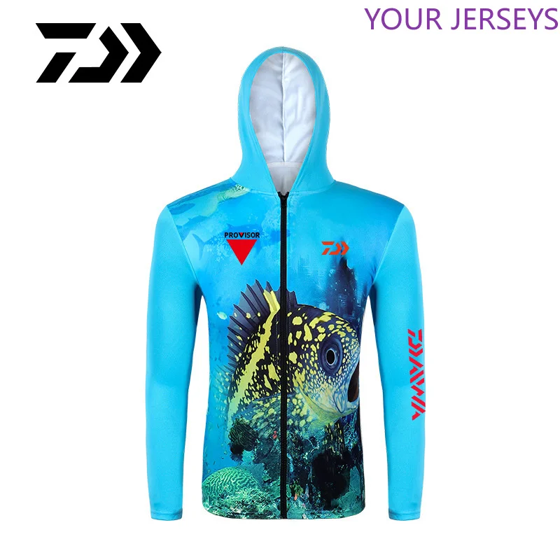 

Daiwa Men Hooded Quick Dry Breathable Fishing Shirt Long Sleeves Professional Hiking Cycling Sportwear Sunscreen Clothes DAIWA