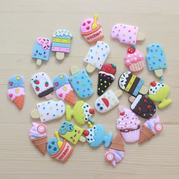 

20pcs Mix Kawaii Soft Cake Ice Cream Mini Cute Food Flatback Cabochons Scrapbooking Fit Phone Embellishments Diy Accessories