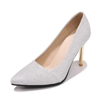

Big Size Pointed Sequin high heels ladies high heels women shoes woman pumps
