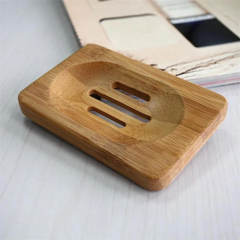 Eco-friendly Natural Bamboo Wood Bathroom Shower Soap Dish Soap Box Tray Case Storage Holder Plates Soap Saver Dry Soap Holder