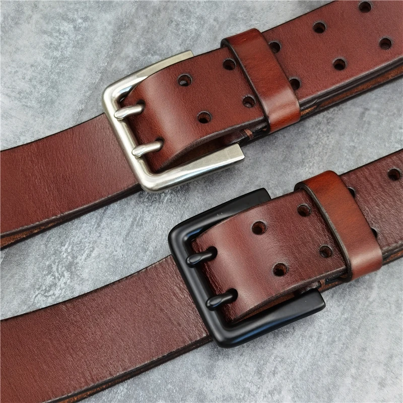 Texwood men's casual and sports wear store, summer beach clothes, men's leather fashion, jewelry, sunglasses Double Pin Vintage Belt Buckle Super Wide 4.2CM Genuine Leather Men Belt Luxury Ceinture Homme Jeans Cinturon Mujer MBT0018