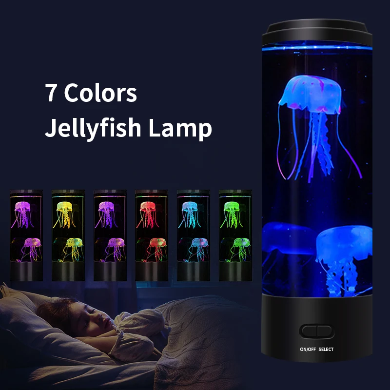 

LED Fantasy Jellyfish Table Lamp USB Power/Battery Powered Color Changing Jellyfish Tank Aquarium Lamp Relaxing Mood Night Light