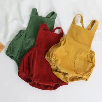 

Autumn Newborn Baby Bodysuit Infant Corduroy Overalls Sling Strap Clothes Fashion Pocket Jumpsuit Girl Boy Toddler Outfits