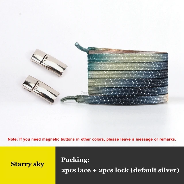 New Rainbow Magnetic Lock Shoelaces Elastic No tie Shoe laces Sneakers Shoelace Kids Adult Lazy Laces One Size Fits All Shoes Starry sky
