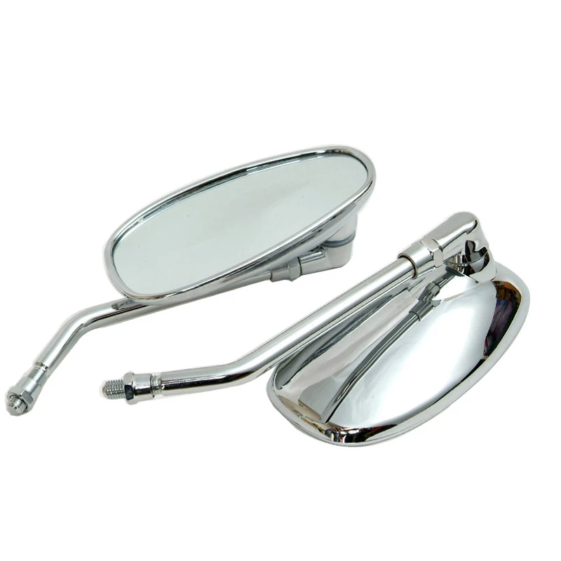 Universal Motorcycle Rear View Mirrors - Oval Aluminum Mirrors For Honda Shadow, Kawasaki Vulcan & Suzuki Intruder (2-Pack)