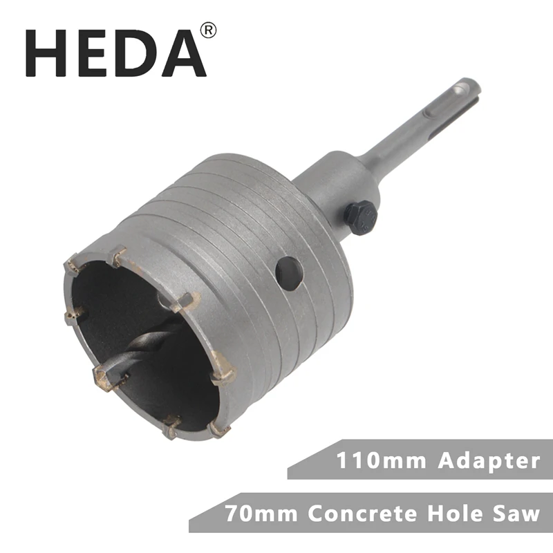 HEDA 70mm Concrete Tungsten Carbide Alloy Core Hole Saw SDS PLUS Electric Hollow Drill Bit Air Conditioning Pipe Cement Stone heda 75mm concrete tungsten carbide alloy core hole saw sds plus electric hollow drill bit air conditioning pipe cement stone