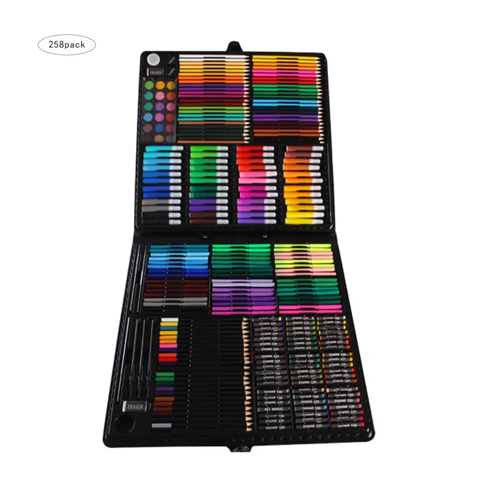 

258PCS /Set Drawing Tool Kit Children Brush Set Water color Pen Brush Art Marker Supplies Painting Toolbox Kids Gift Box