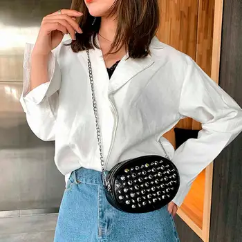 

Retro Rivet Cross Body Bags For Women 2019 Small Shoulder Bag Soft Leather Messenger Bag Fashion Chest Bag Leather Handbags #15