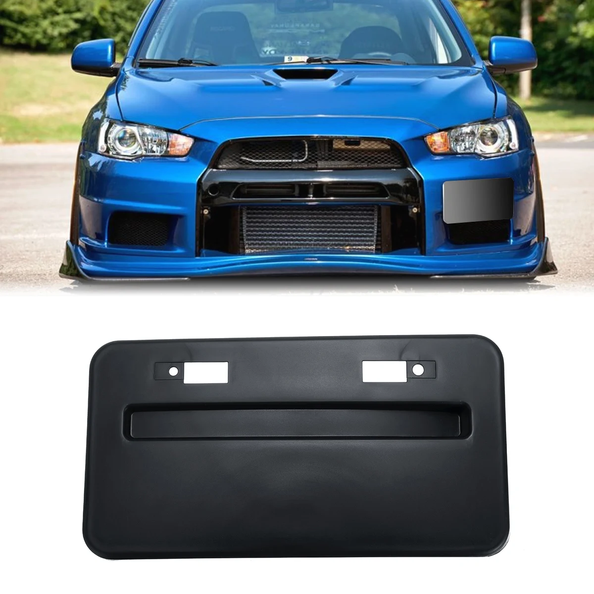 Cuztom Tuning Front Bumper Side Mount License Plate Relocator Base Compatible with 2008-2016 Mitsubishi Lancer GTS EVO X 