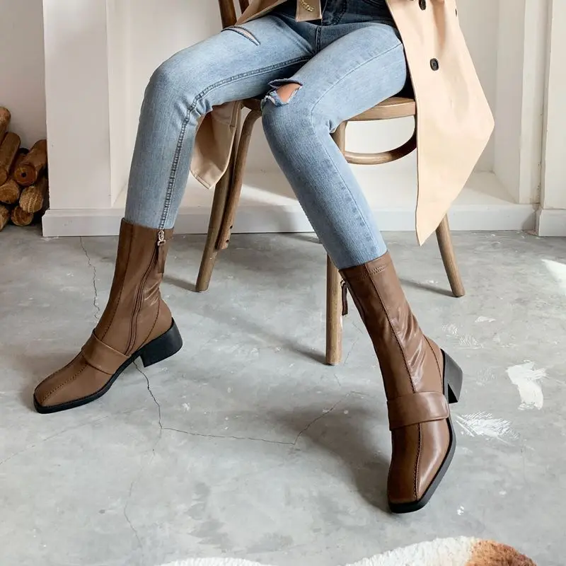 ALLBITEFO/однотонные женские ботинки; сезон осень-зима; ботильоны для девочек; высокое качество; натуральная кожа; удобные модные ботинки в сдержанном стиле