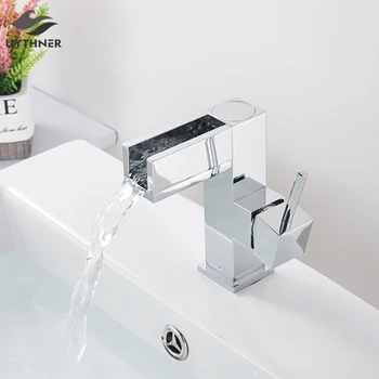 

Basin Faucets Modern Chrome Bathroom Faucet Waterfall Faucets Single Hole Cold and Hot Water Mixer Tap Basin Faucet Mixer Taps