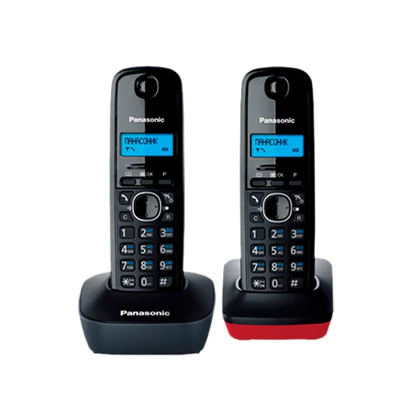 Panasonic KX-TG1612RU3 DECT телефон, меню на русском языке делает работу с аппаратом максимально простой, дисплей оснащен голубой подсветкой, базовый блок имеет кнопку поиска трубки, в комплекте две трубки