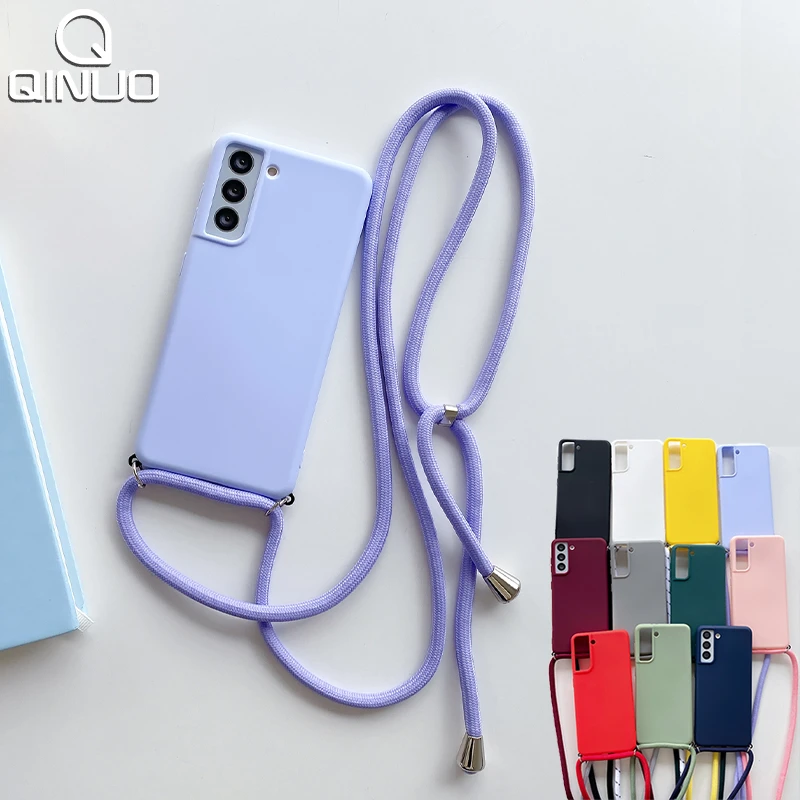 Crossbody Lanyard Neck Strap Cord Case For Samsung Galaxy A52 A72 A32 4G A12 S21 Ultra S20 Plus A51 A71 A50 Matte Silicone Cover galaxy s22 ultra wallet case