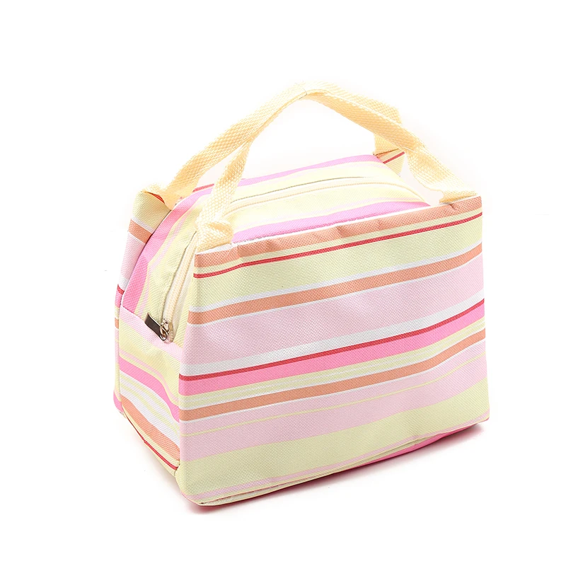 Синий wholesale Insulated Lunch Bag Children Thermal Stripe Tote Bags Cooler Picnic Food Lunch box bag for Kids Man Ladies outside - Цвет: Синий